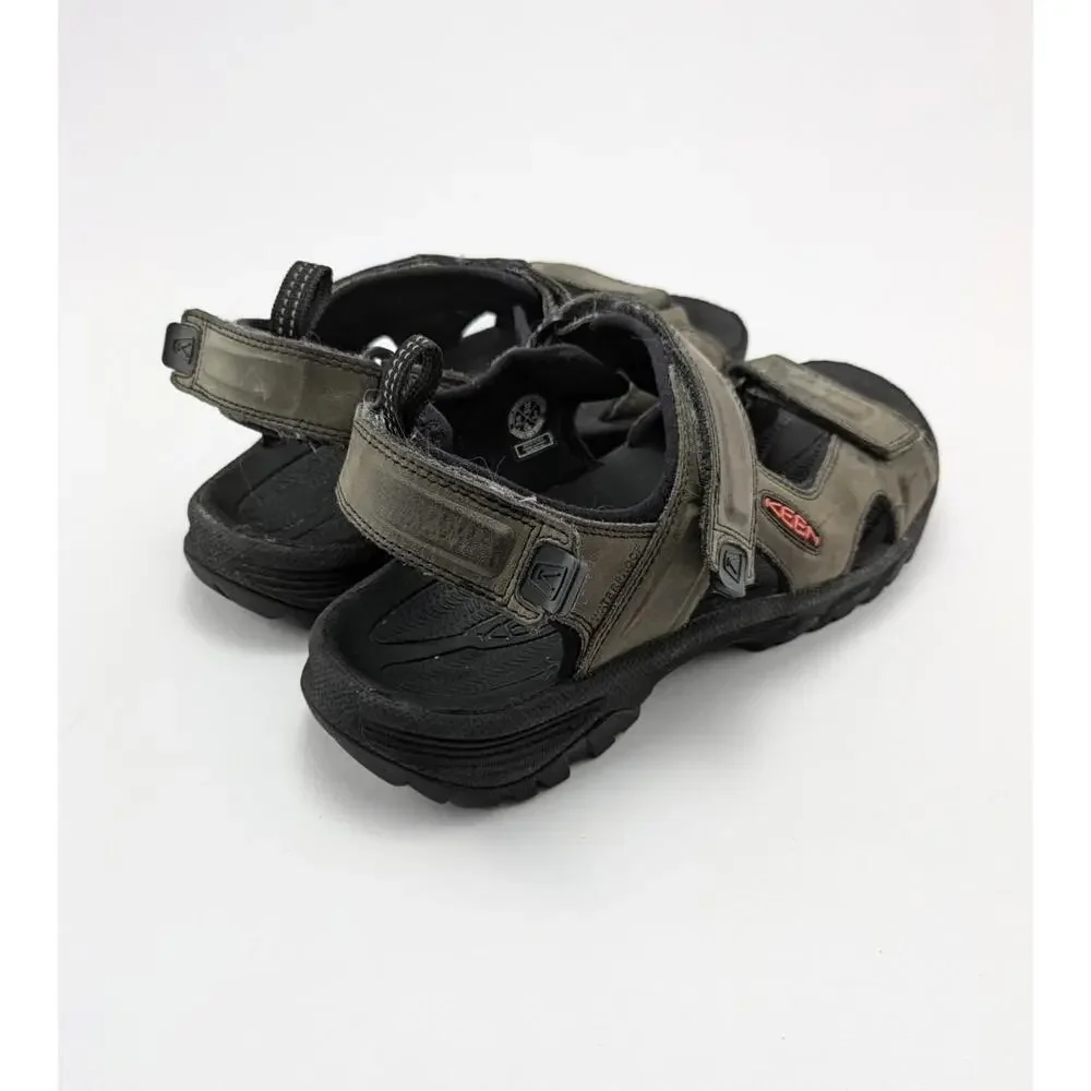 Mens Keen Targhee III Open Toe Grey 2-Strap Open Toe Leather Sandals Size 10